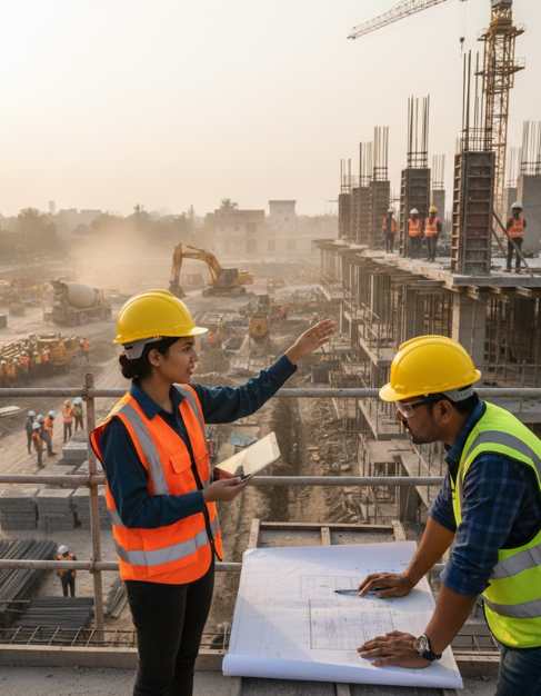 Engineer supervised site progress